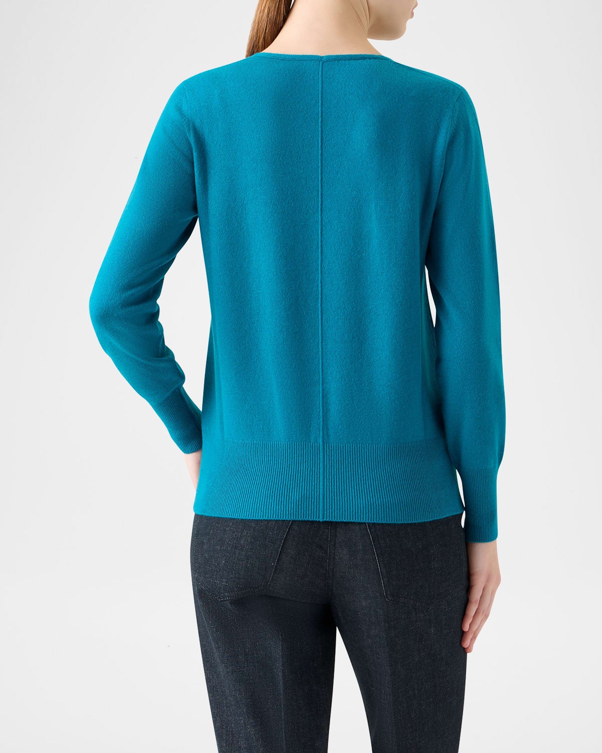 V-Neck Pure Cashmere Knit Sweater - 3