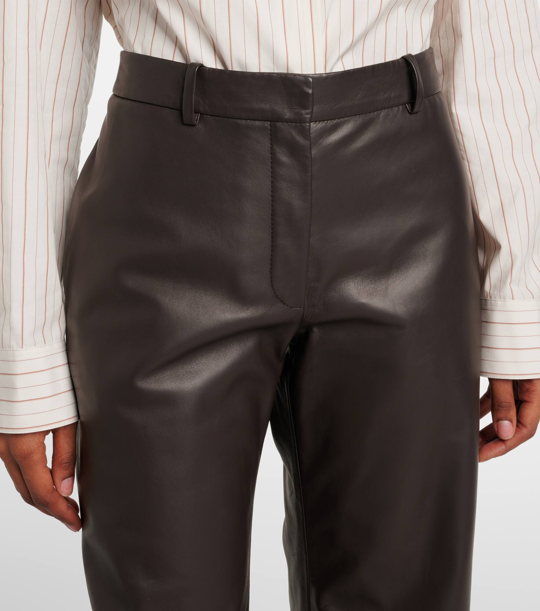 Selviese leather straight pants - 4
