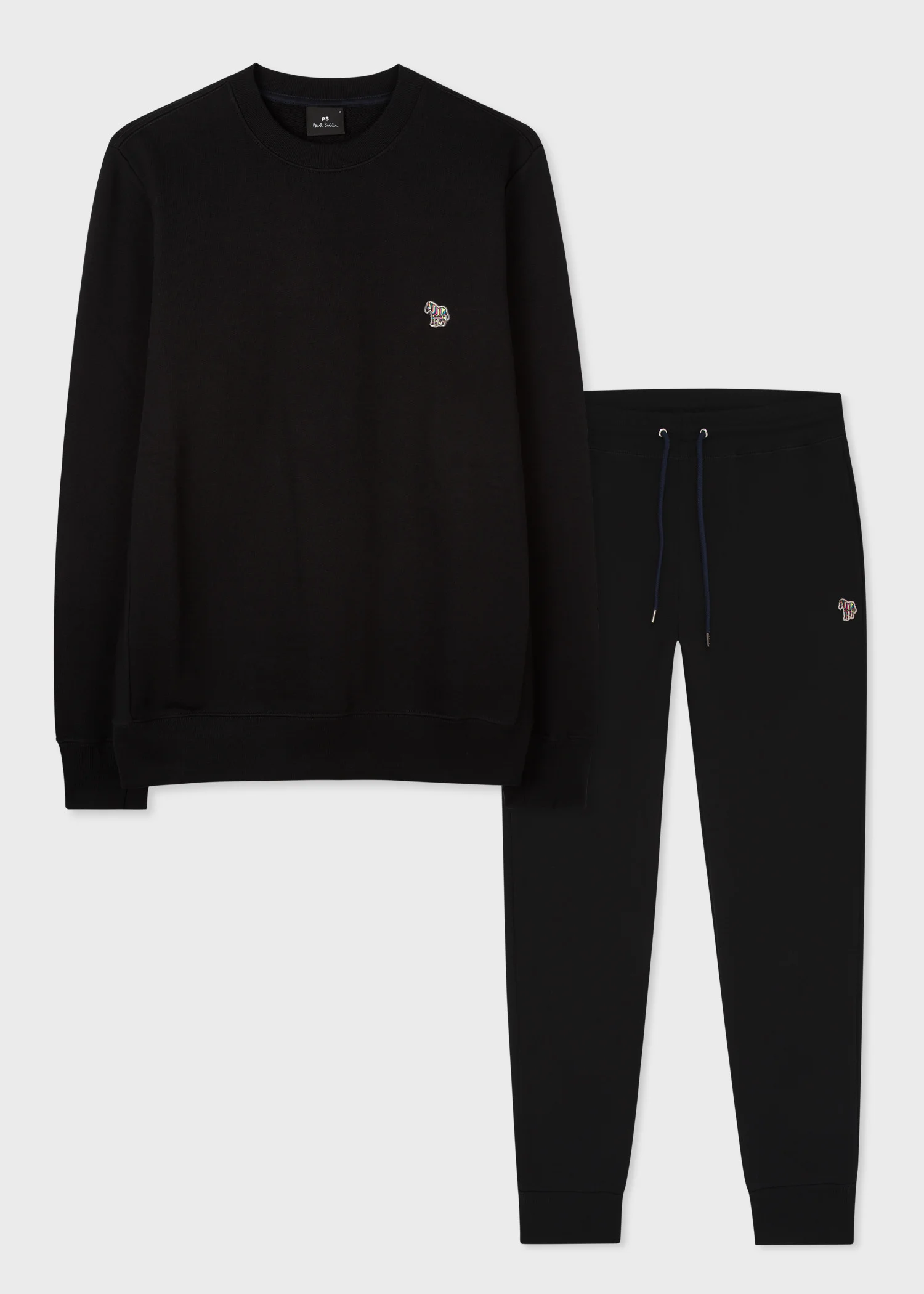 Black Organic Cotton Zebra Logo Sweatshirt & Sweatpants Set - 1