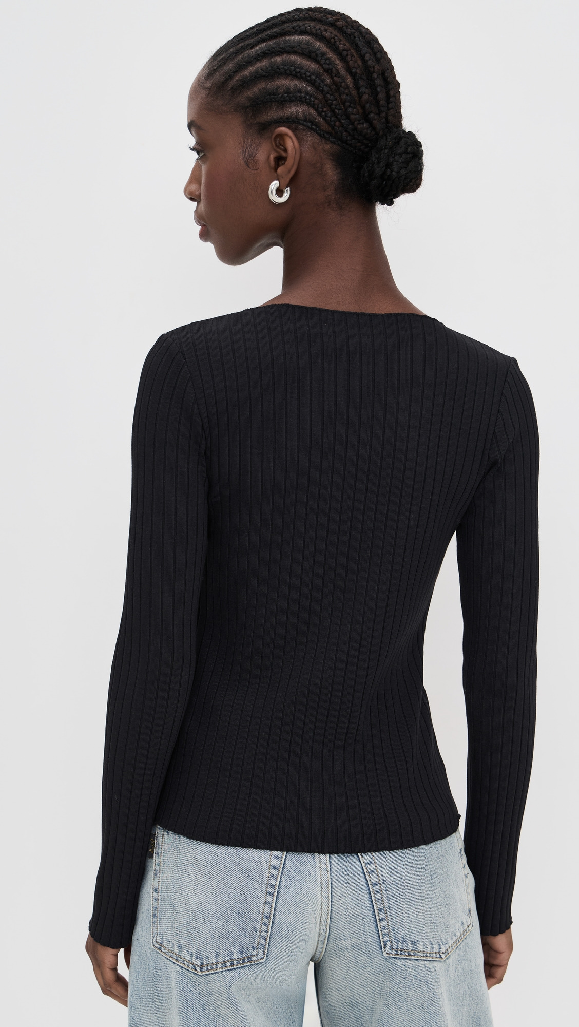 Rib Slash Neck Shirt - 2
