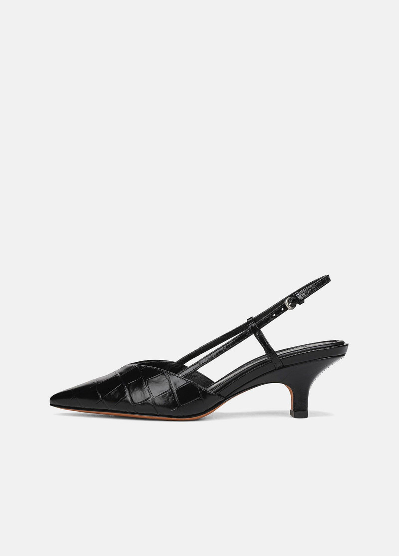 Levvy Croc-Embossed Leather Slingback Heel 1