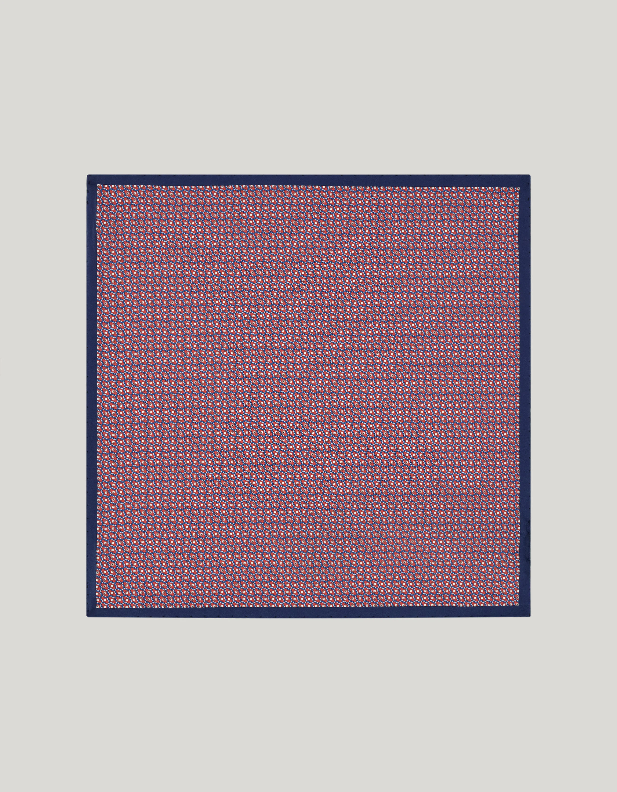 RED PRINTED SILK POCKET SQUARE - 1