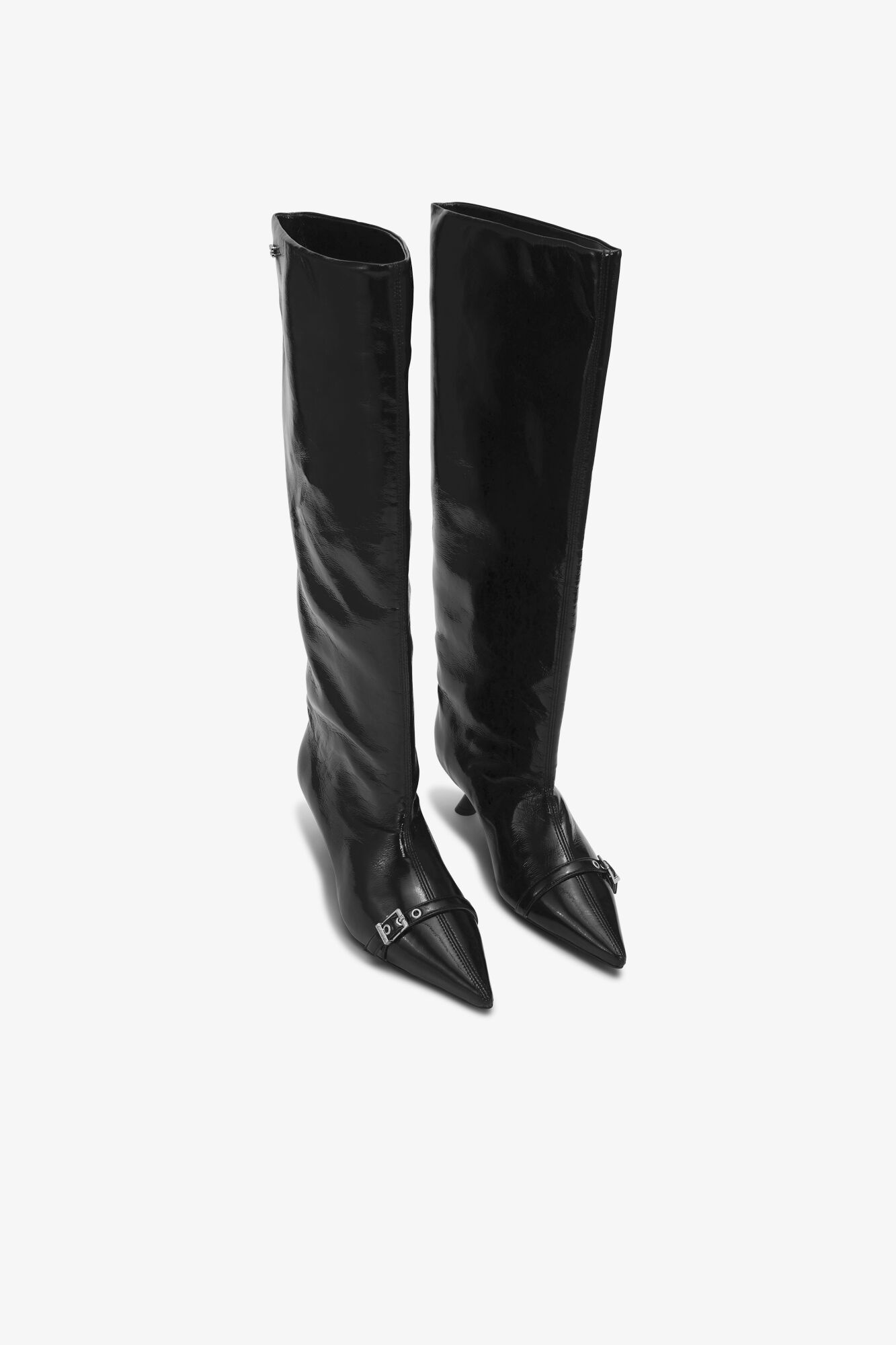 BLACK EYELETS SLOUCHY HIGH SHAFT BOOTS - 2