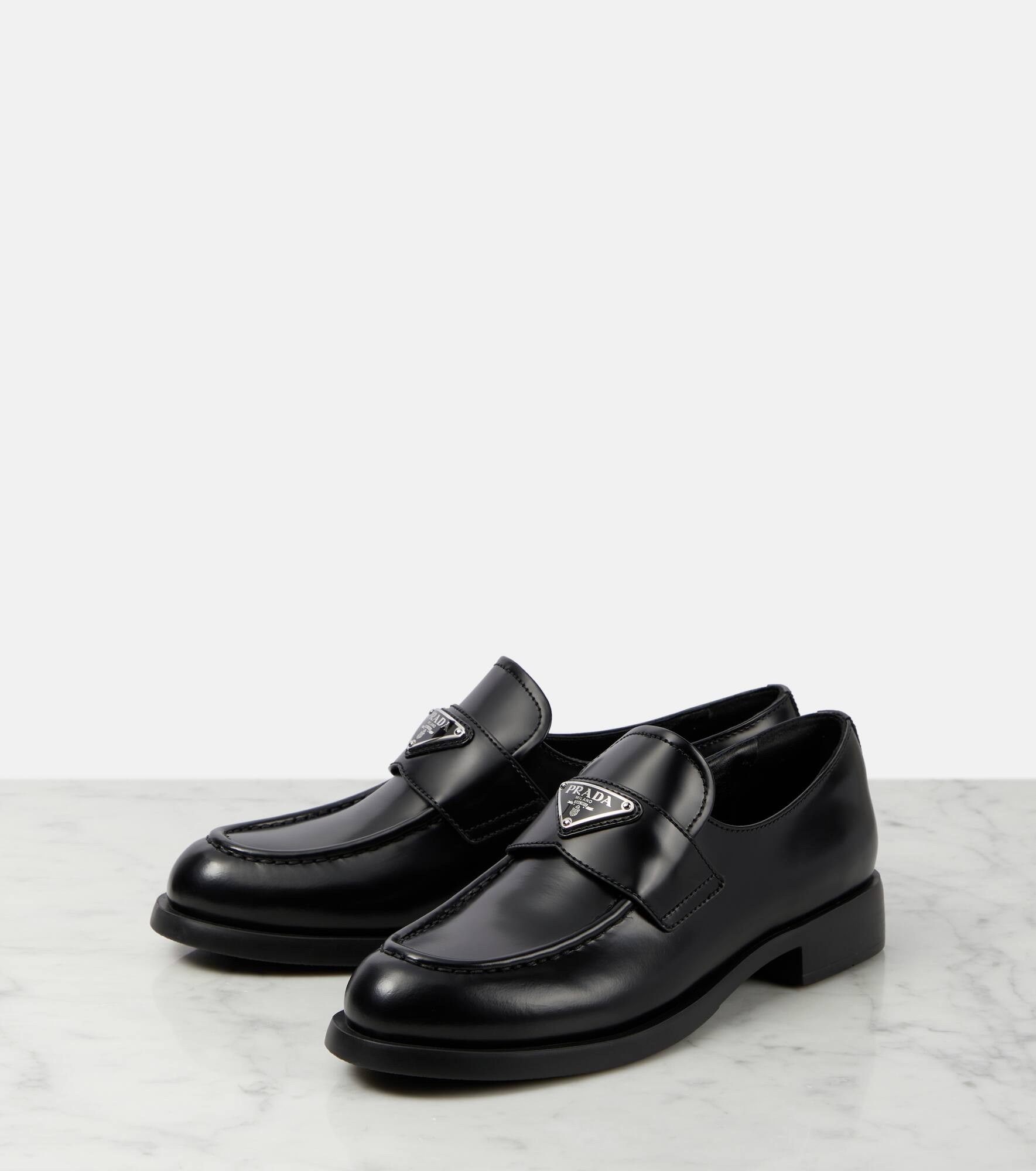 Logo leather loafers - 5