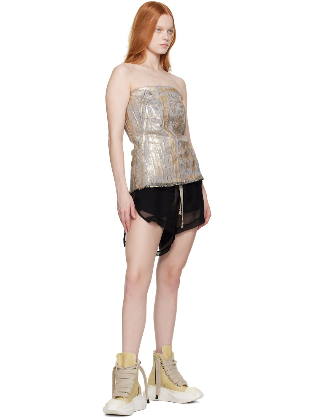 Beige Hollywood Jumbo Laces Abstract Sneak Sneakers - 5