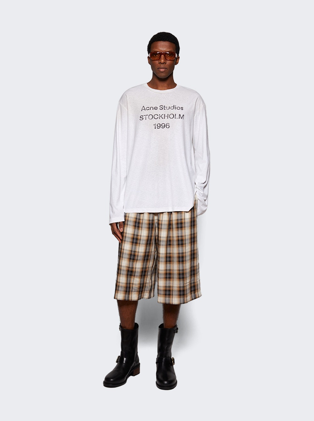 Check Shorts Beige And Black - 5