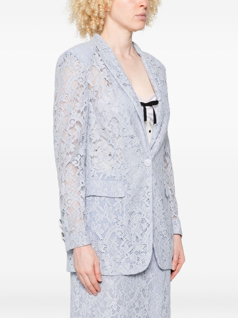 lace single-breasted blazer - 3