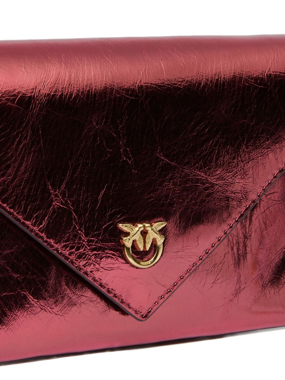 metallic calfskin chain clutch bag - 3