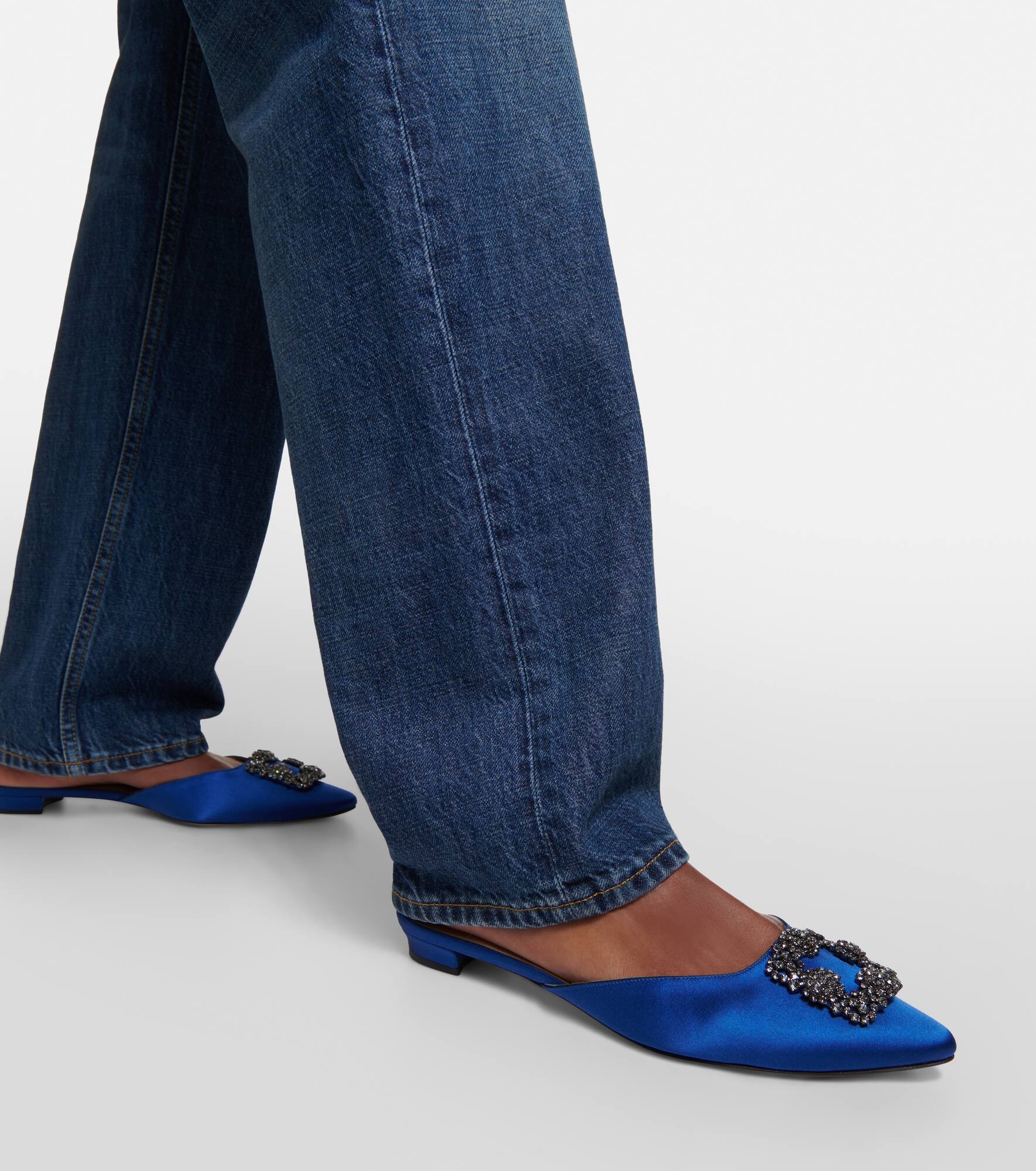 Hangisimuflat embellished satin mules - 4