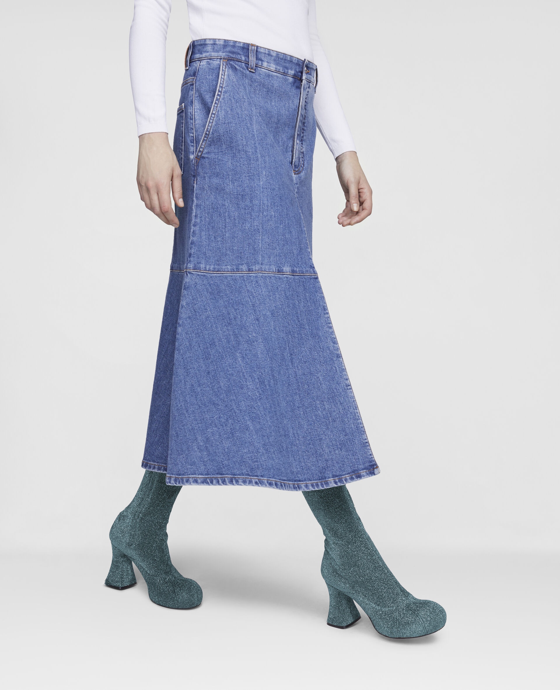 Flared Denim Skirt - 4