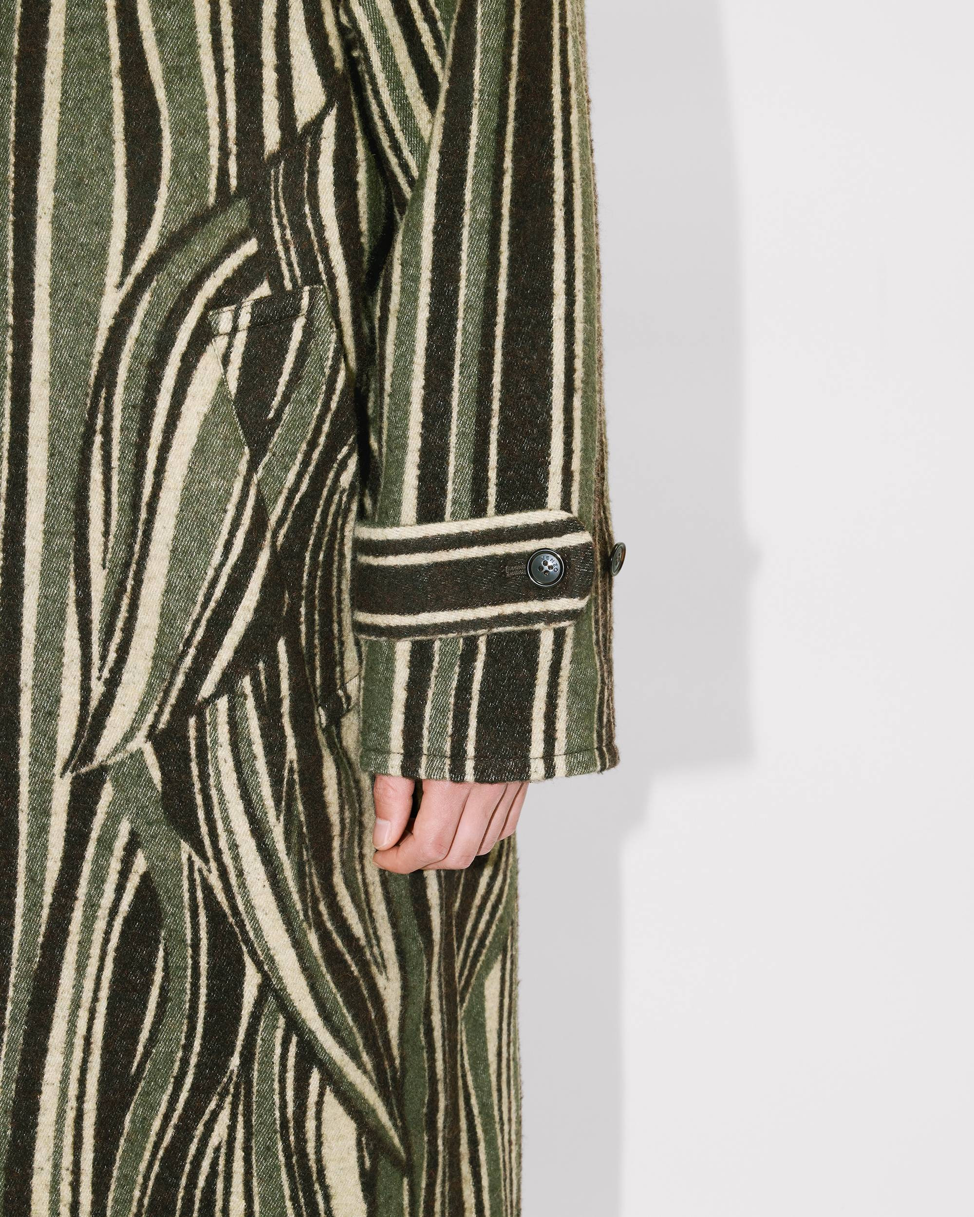 'KENZO Leaf Stripe' coat in cotton wool jacquard - 8