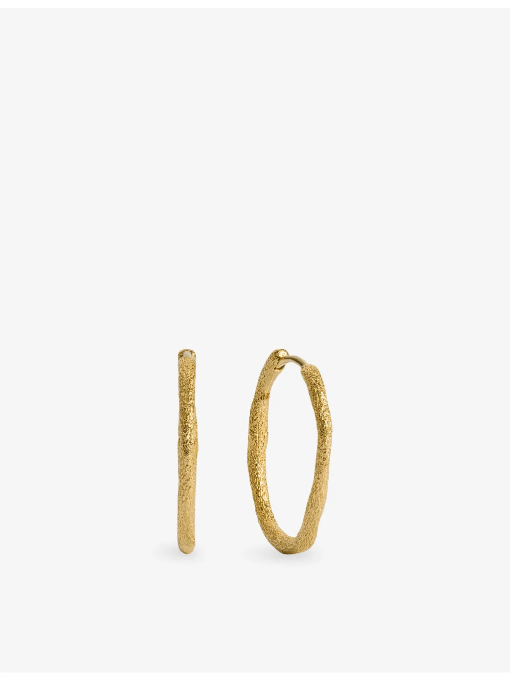 Antica Textured Slim Medium 18ct Gold Vermeil Hoops - 1