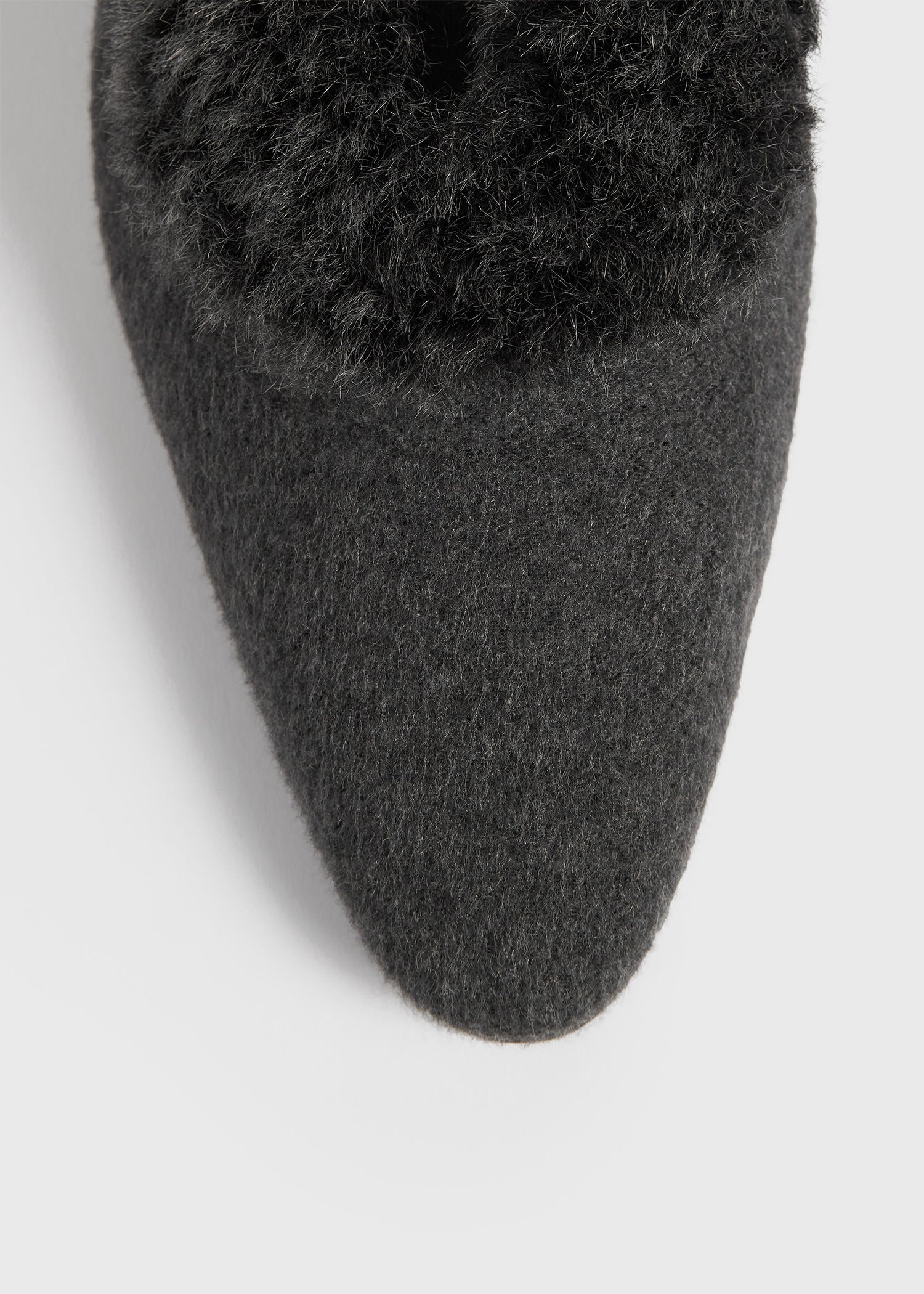 Shearling-edge flannel ballerinas dark grey melange - 6