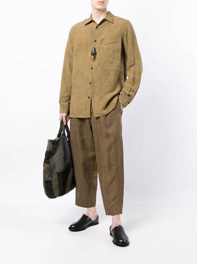 Ziggy Chen wide-leg cropped linen trousers outlook