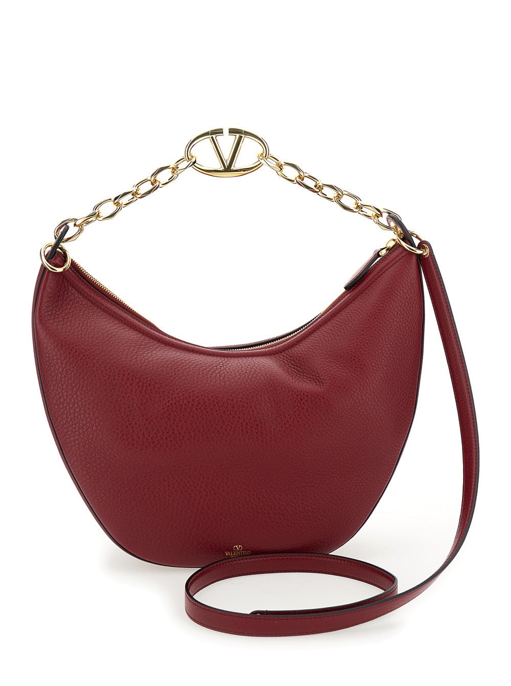 Valentino Garavani Women 'Vlogo Moon' Bordeaux Hobo Shoulder Bag In Grainy Leather Woman - 4