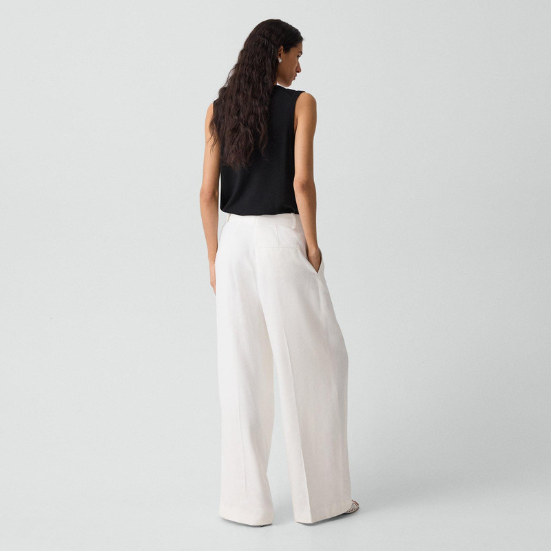 Theory Pleated Wide-Leg Pant in Linen-Viscose outlook
