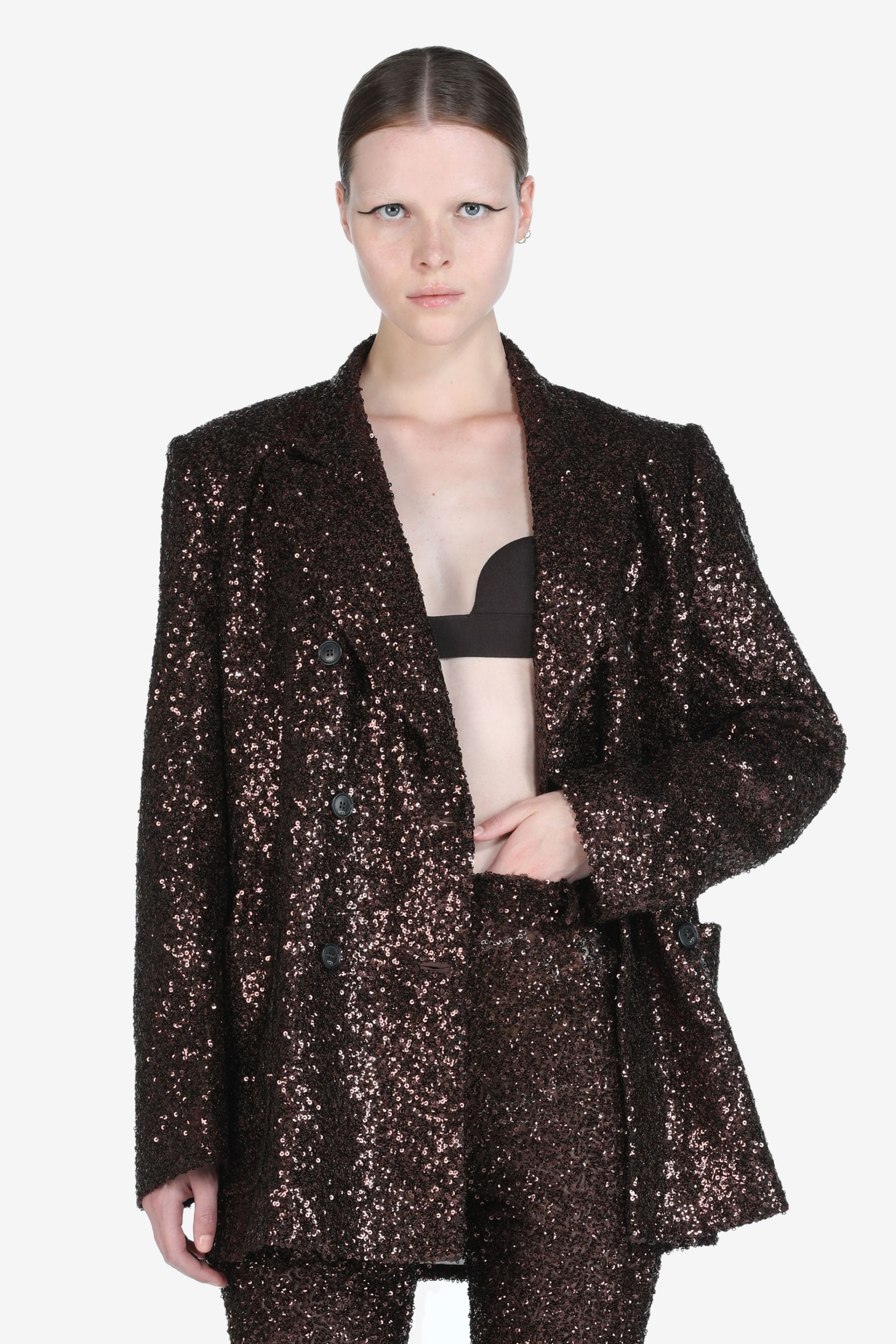SEQUIN DOUBLE-BREASTED BLAZER - 1