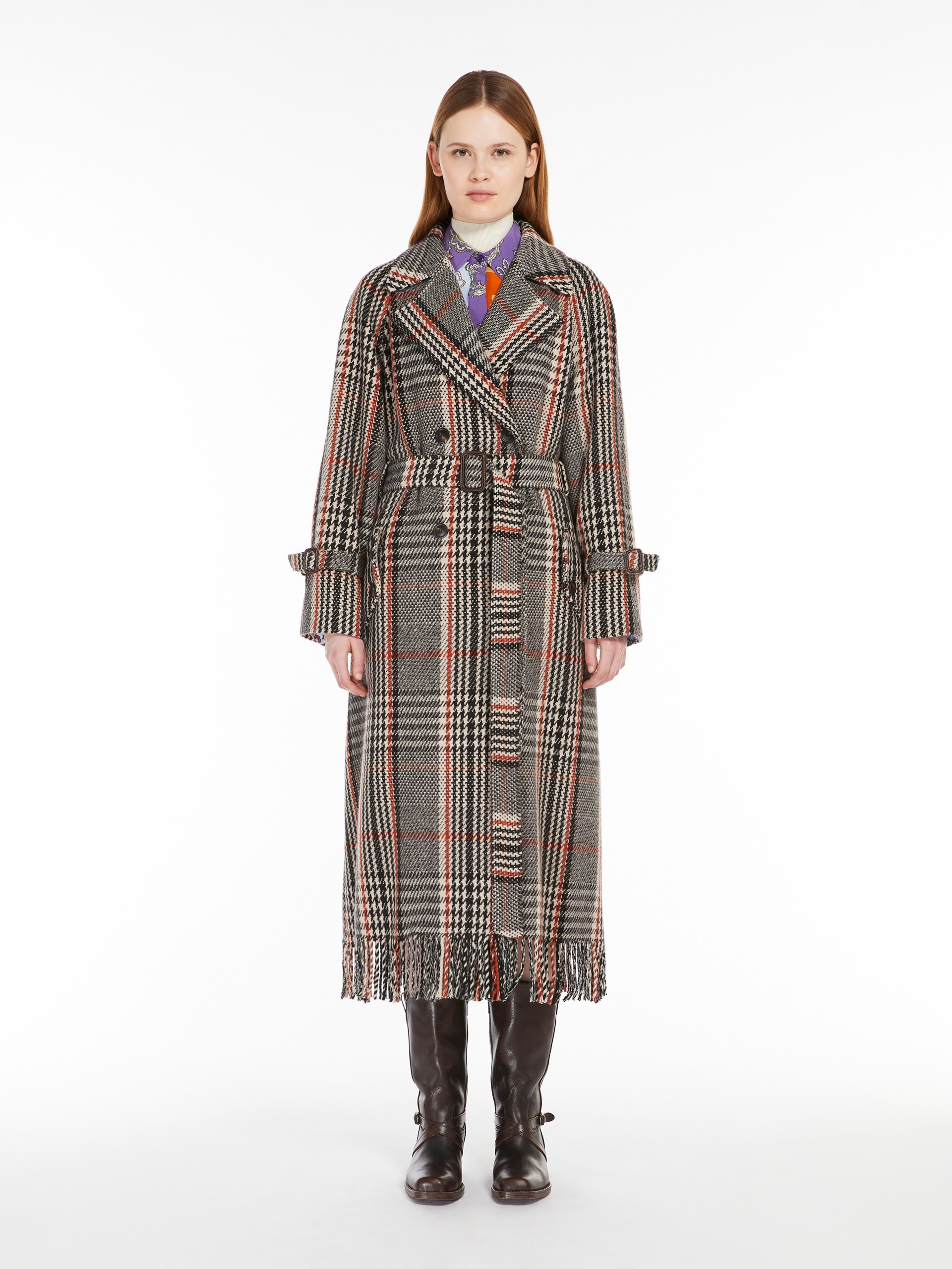 GOMMOSO Fringed wool-blend coat - 3