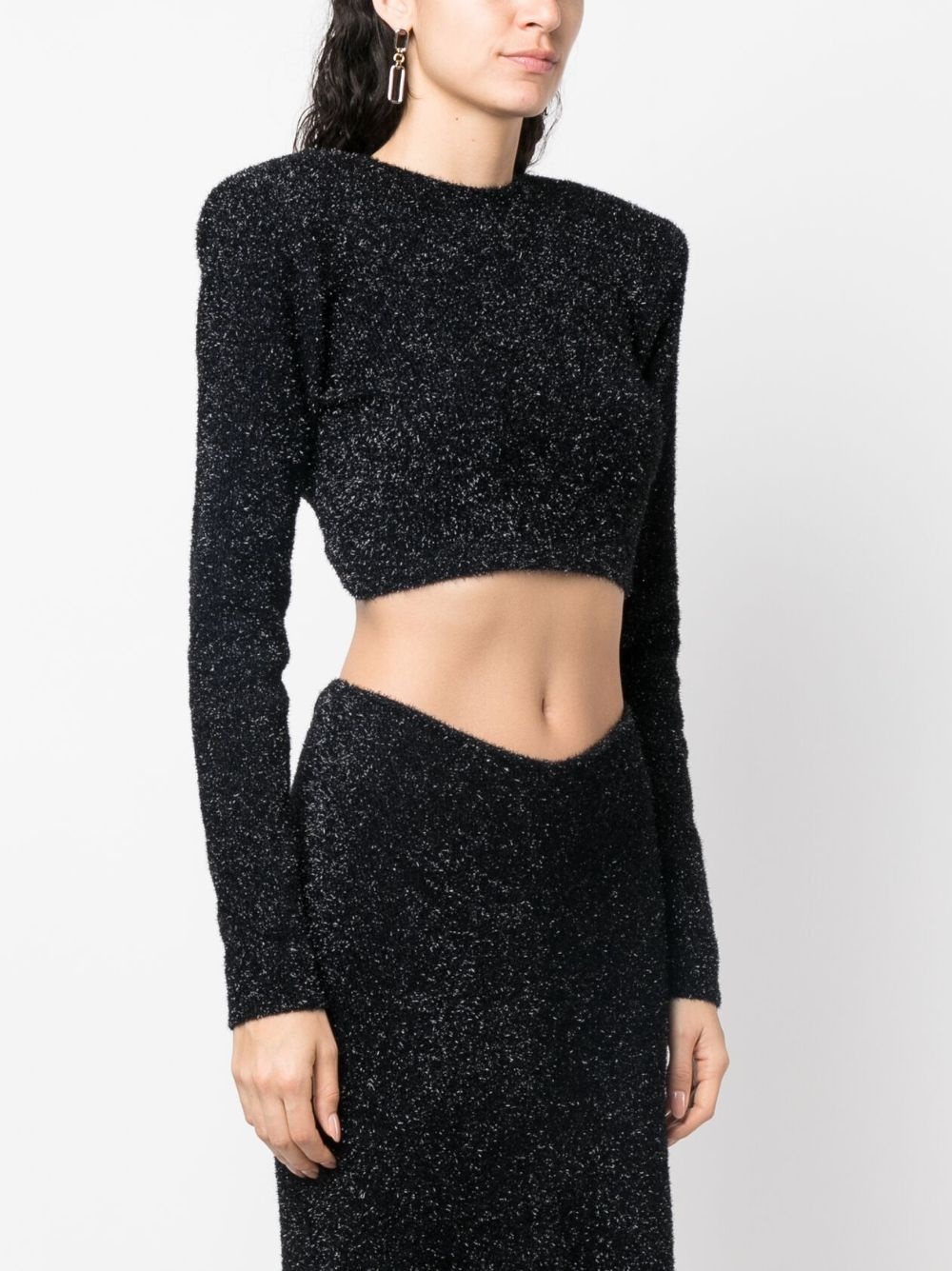 glitter-knit open-back cropped top - 3