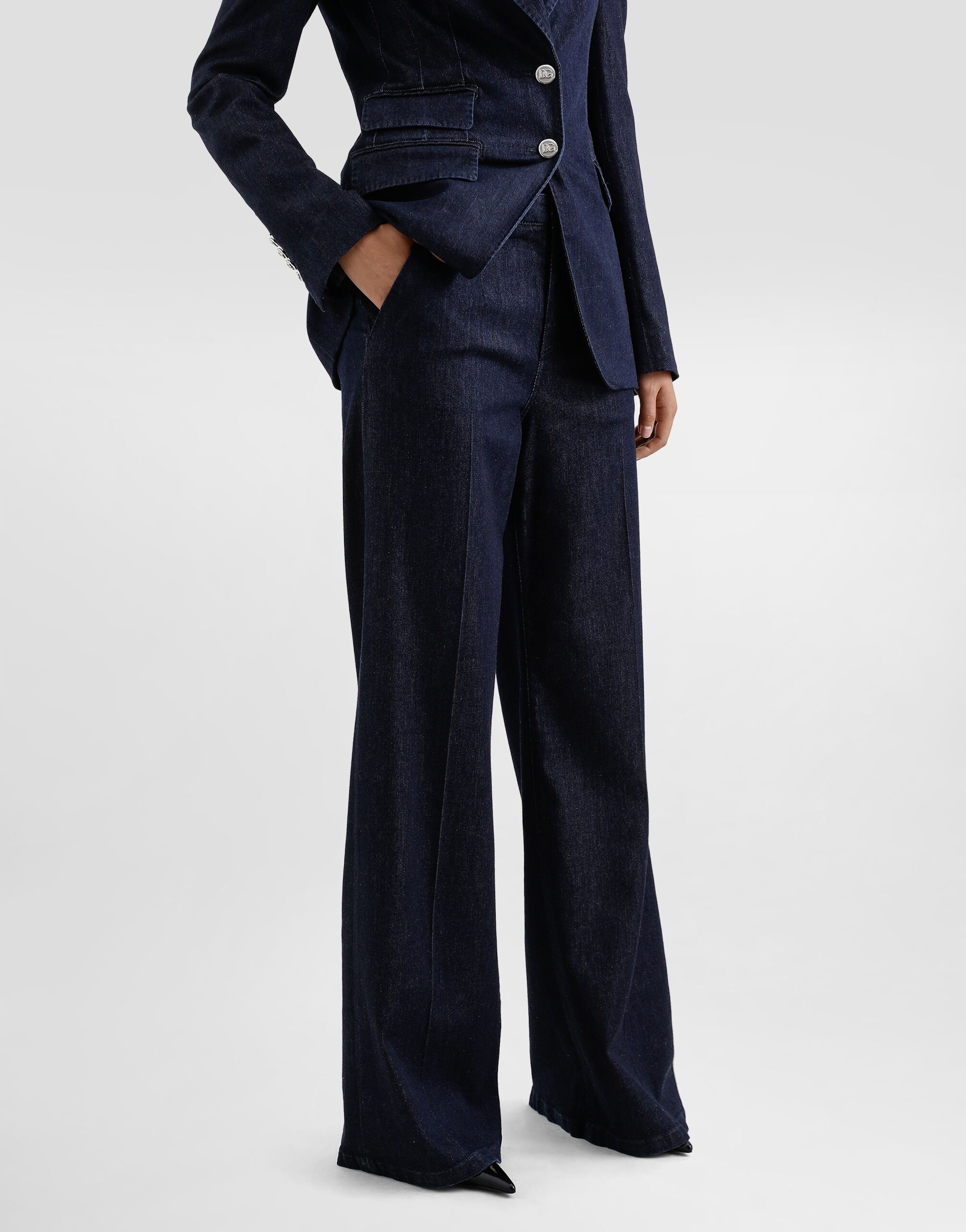 Silk denim palazzo pants - 4