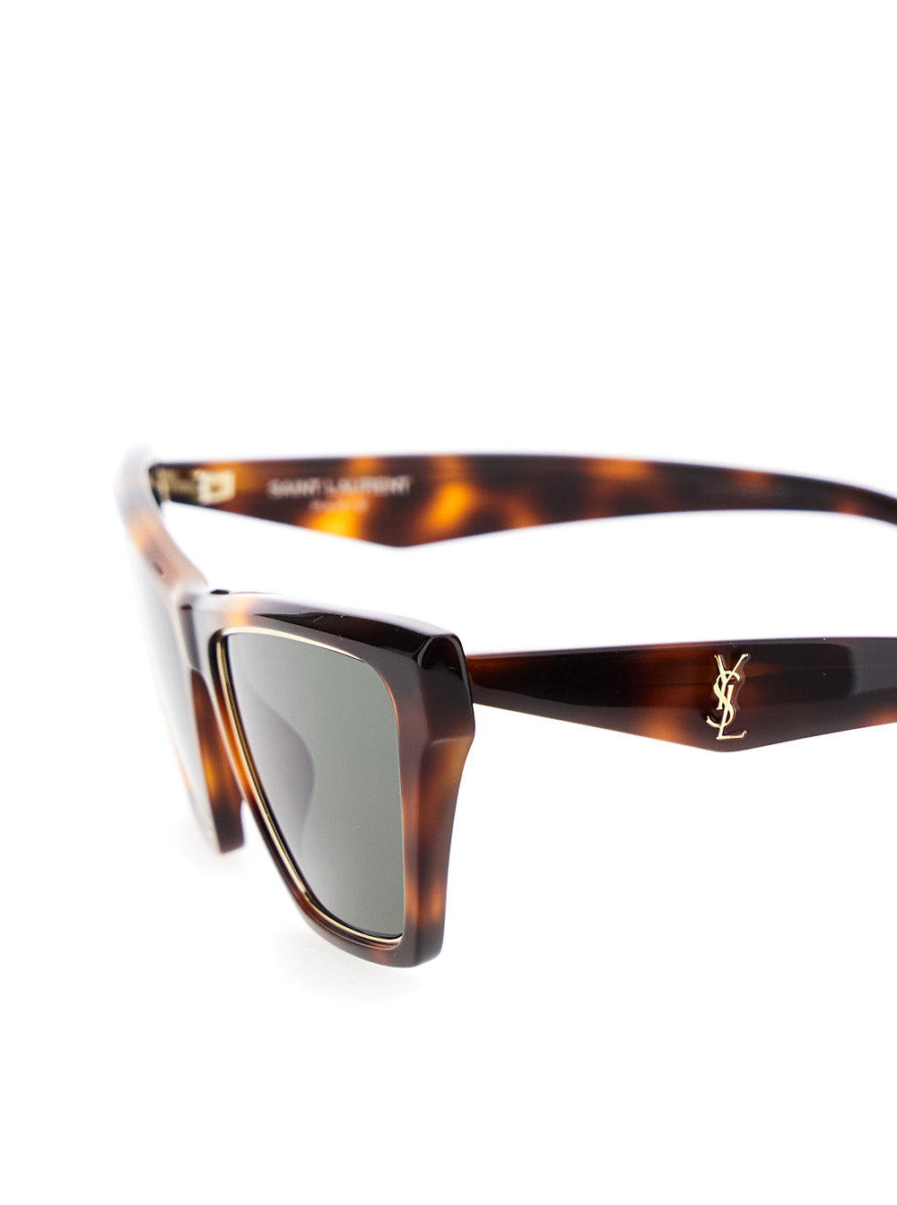 Saint Laurent Women Brown Sunglasses With Tortoiseshell Print And Cassandre Logo On Temples In Aceta - 3