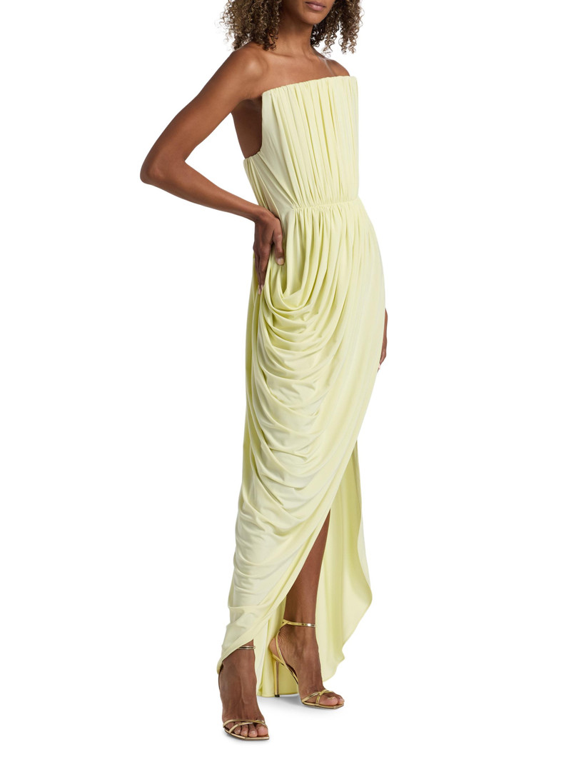 Women's Crepe Jersey Strapless Gown - Sherbet Yellow 4