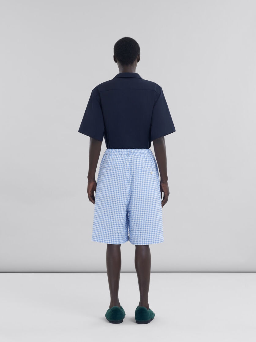 LIGHT BLUE AND WHITE GINGHAM SEERSUCKER SHORTS - 3