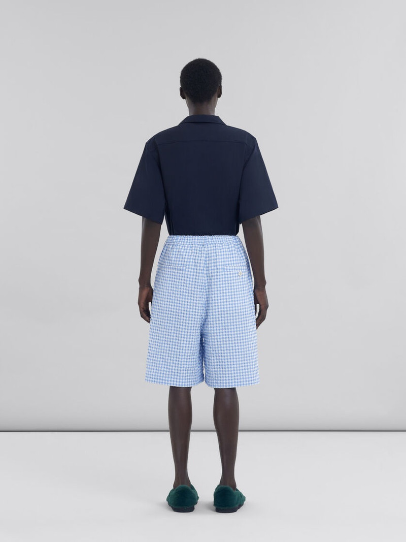 LIGHT BLUE AND WHITE GINGHAM SEERSUCKER SHORTS 3