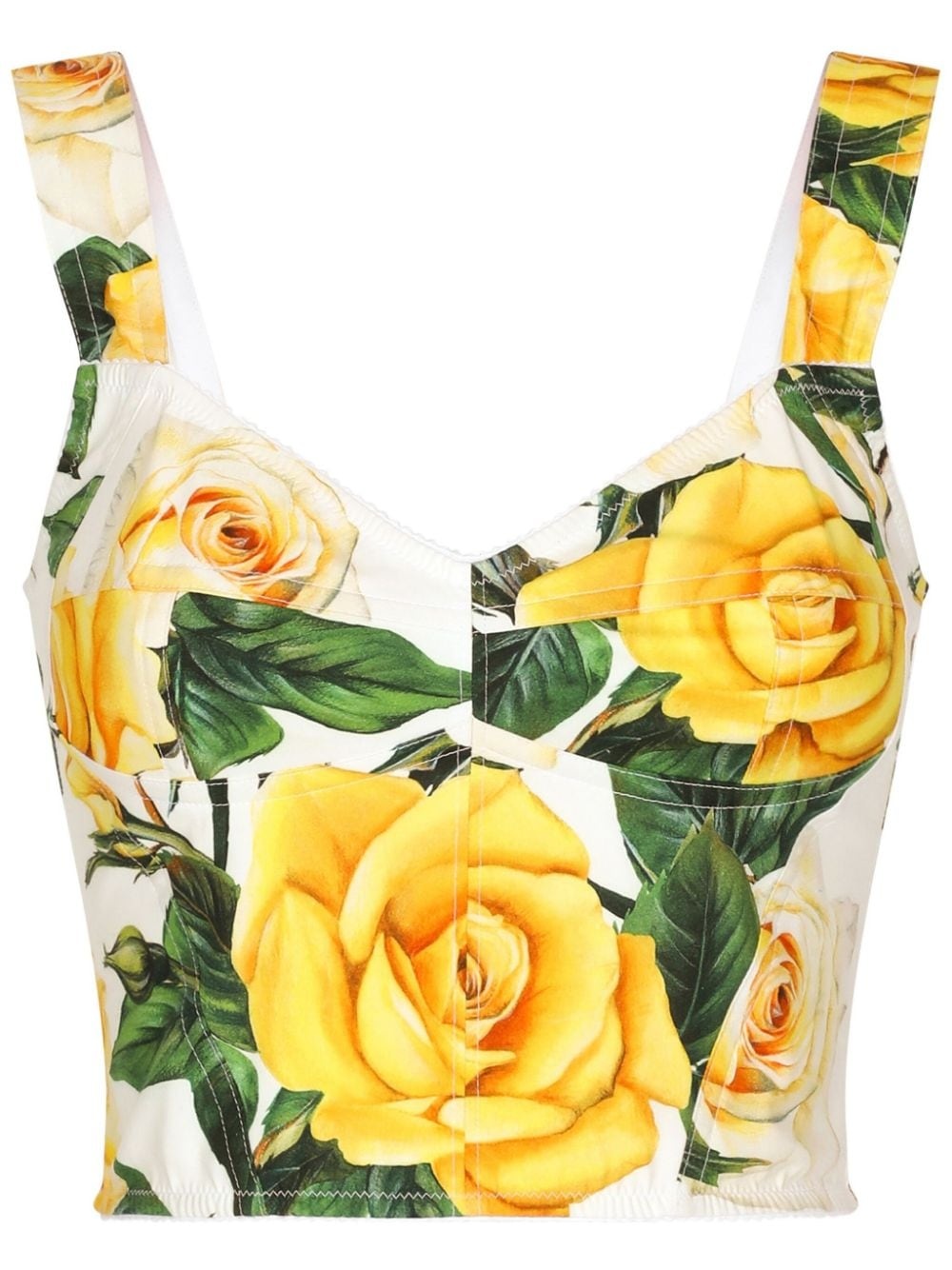 rose-print corset top - 1