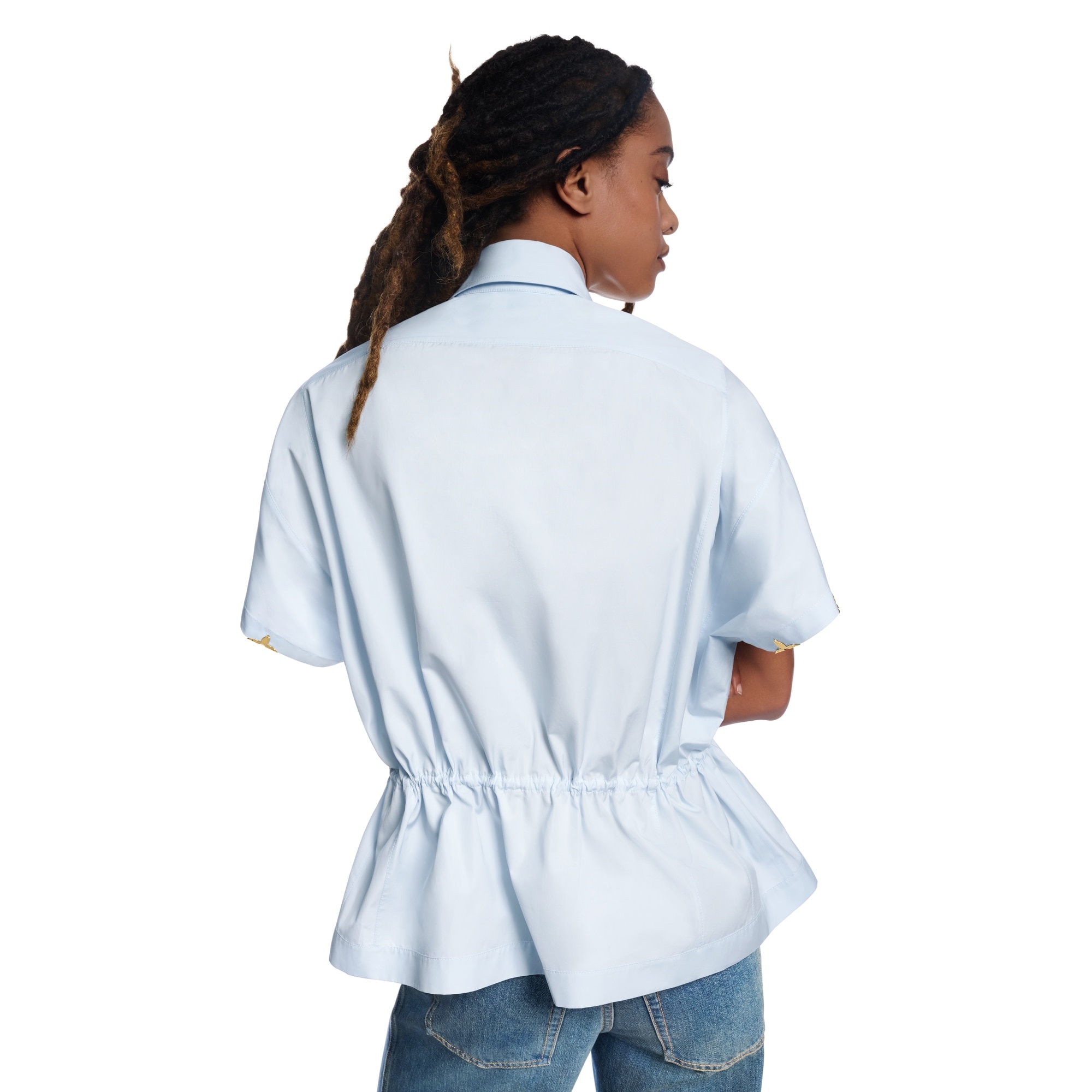 Drawstring Waist Cotton Poplin Shirt - 5