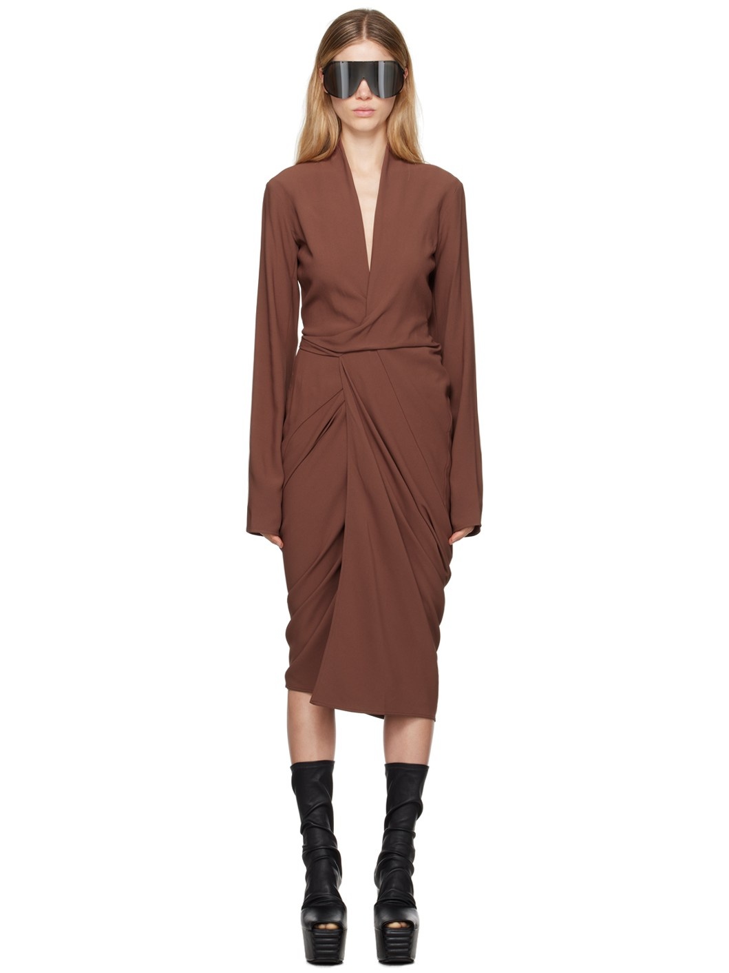 Brown Porterville Wrap Midi Dress - 1