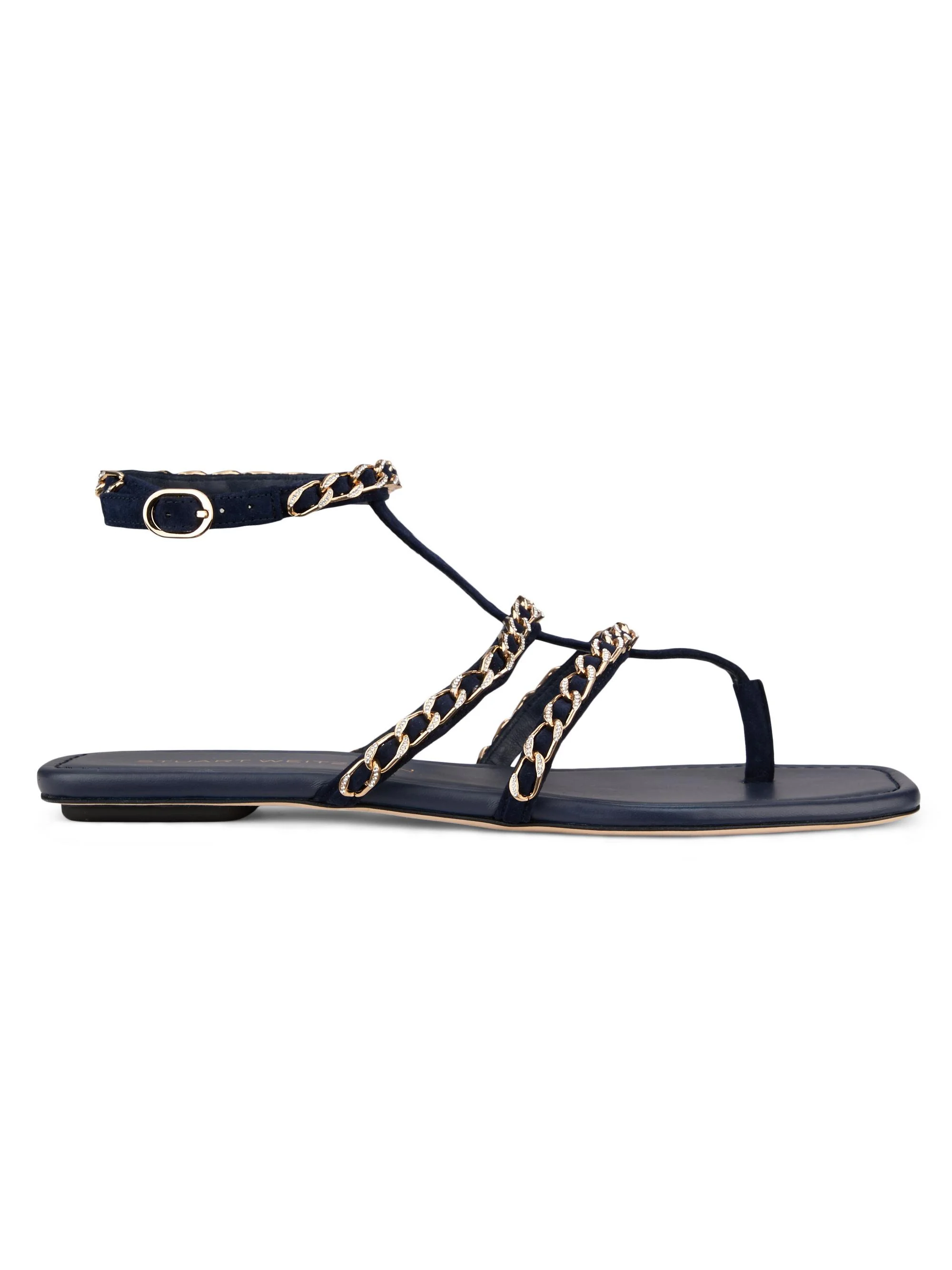 Women's Soluxe Chain-Strap Suede Sandals - Nice Blue - 1