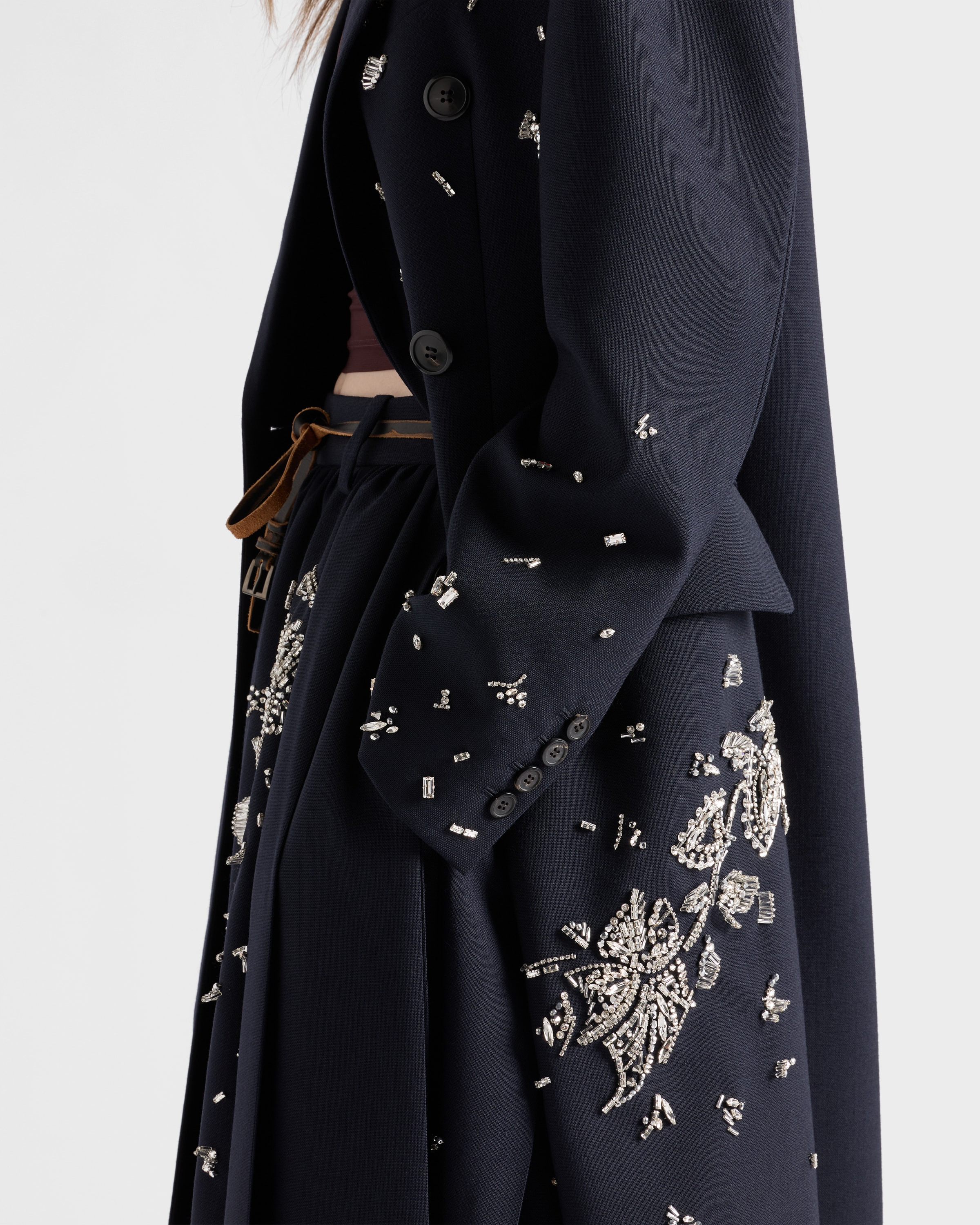 Embroidered rush stitch midi-skirt - 4