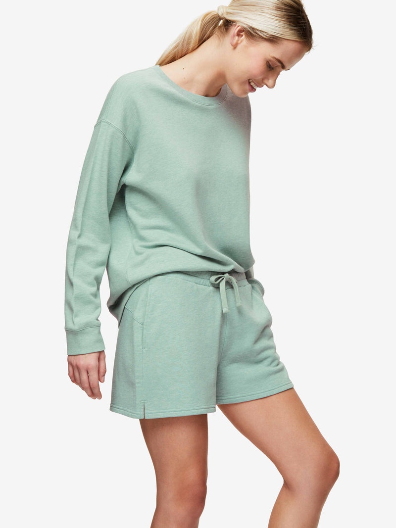 Women's Sweat Shorts Quinn Cotton Modal Soft Green Heather - 2