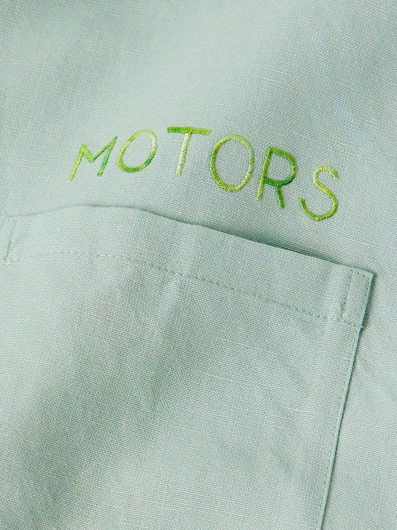 Crosby Convertible-Collar Embroidered Wool and Linen-Blend Shirt Blue - 4