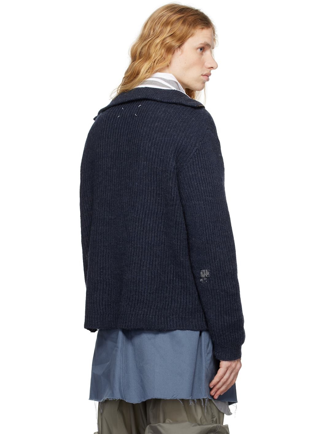 Navy Summer Shetland Knit Sweatshirt - 3