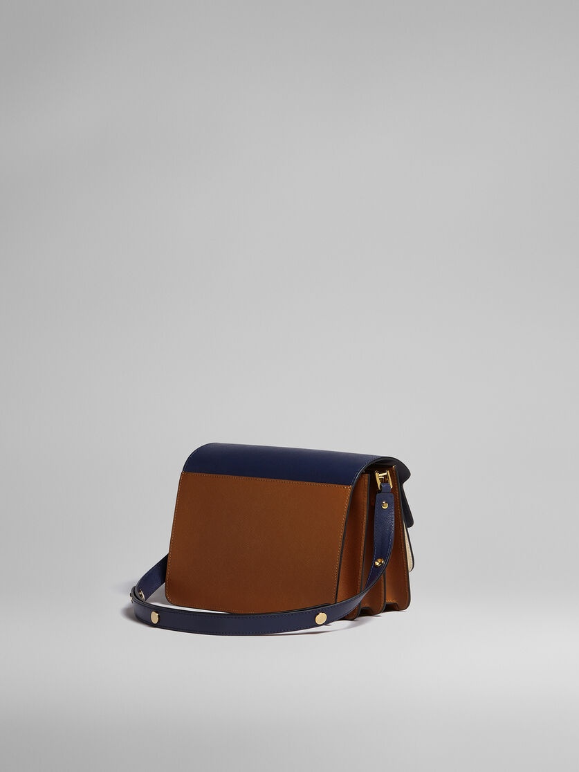 TRUNK MEDIUM BAG IN BLUE WHITE AND BROWN SAFFIANO LEATHER - 3