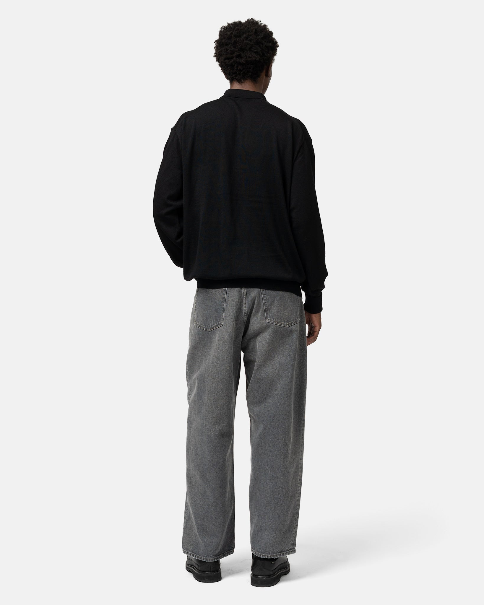 Wool Knit L/S Polo Shirts Black - 3