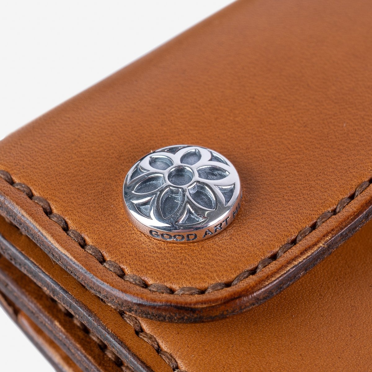 LE-ANSW-BR GOOD ART HLYWD Army/Navy Surplus Wallet w/ Sterling Silver Rosette Snaps and Rosette Prin - 6