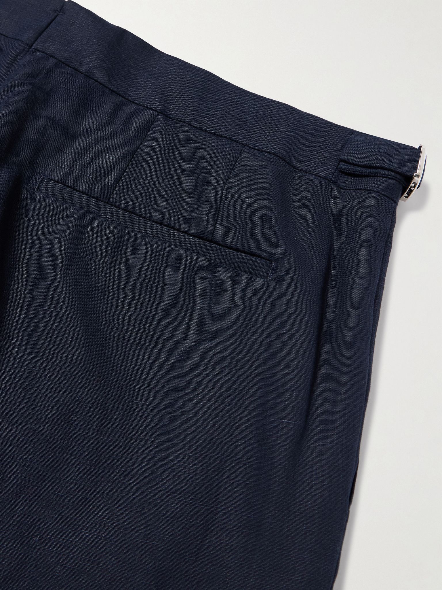 Griffon Tapered Linen Trousers Navy - 5