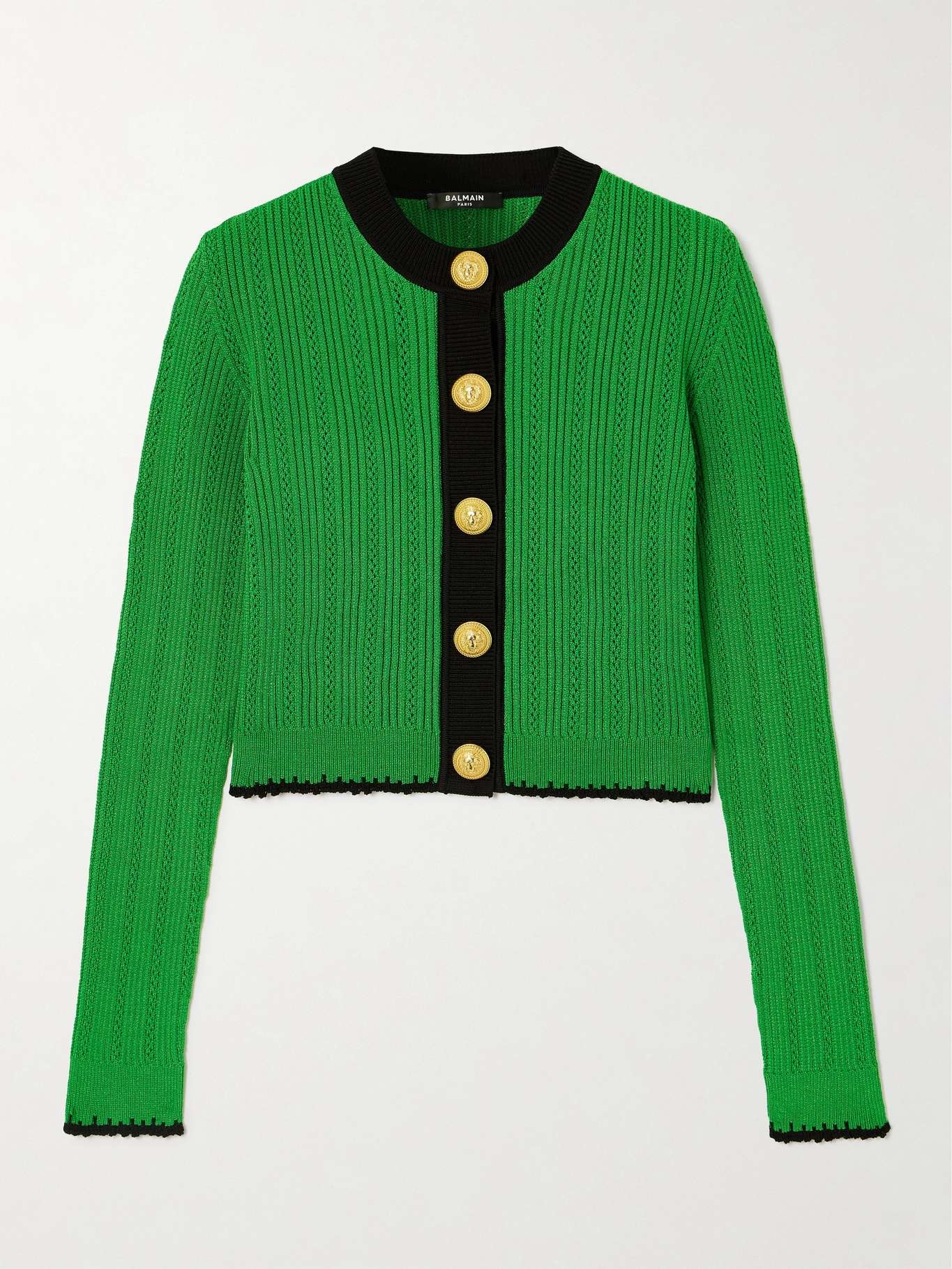 Cropped ribbed-knit cardigan - 1