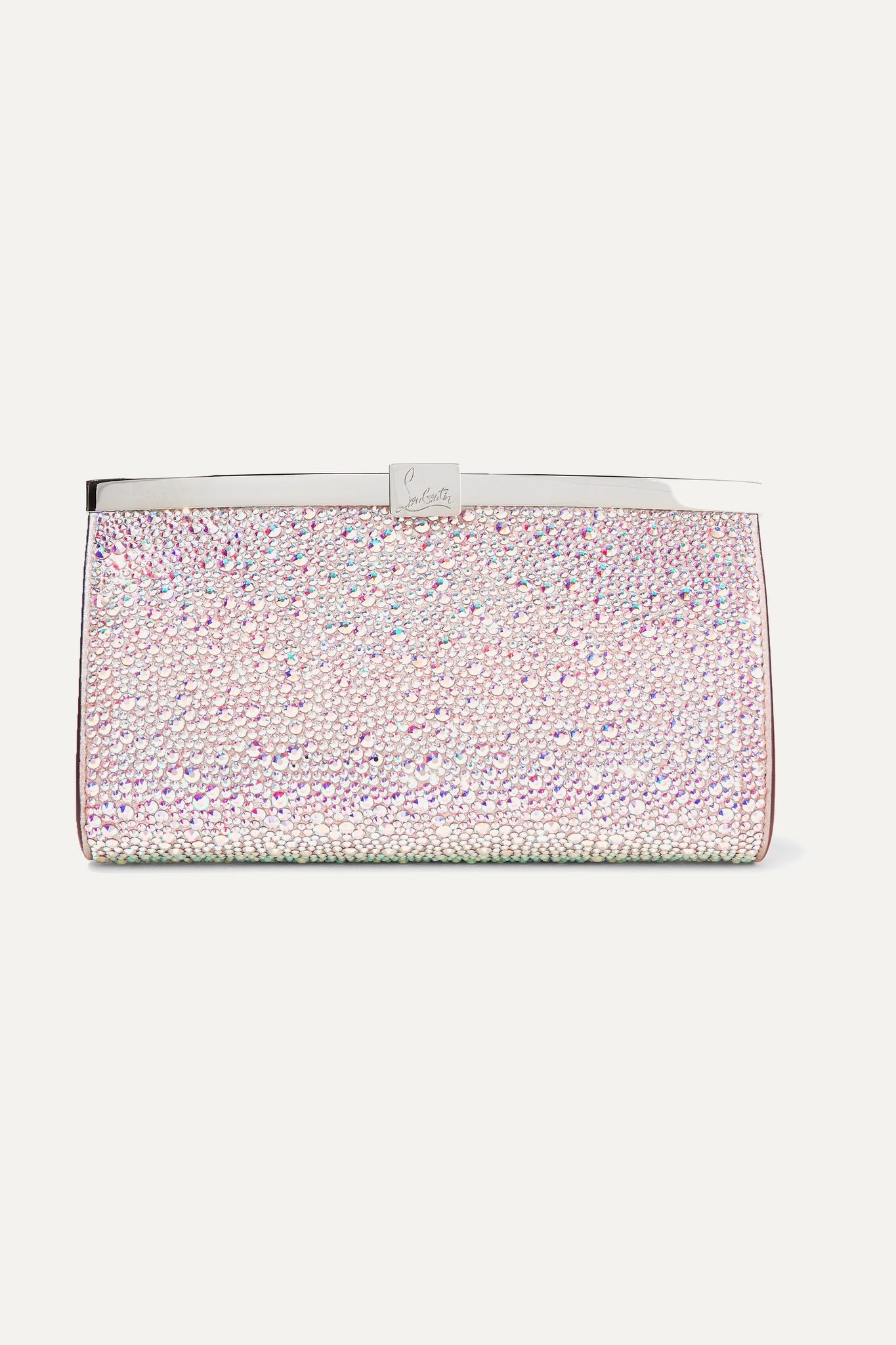 Palmette crystal-embellished satin clutch - 1