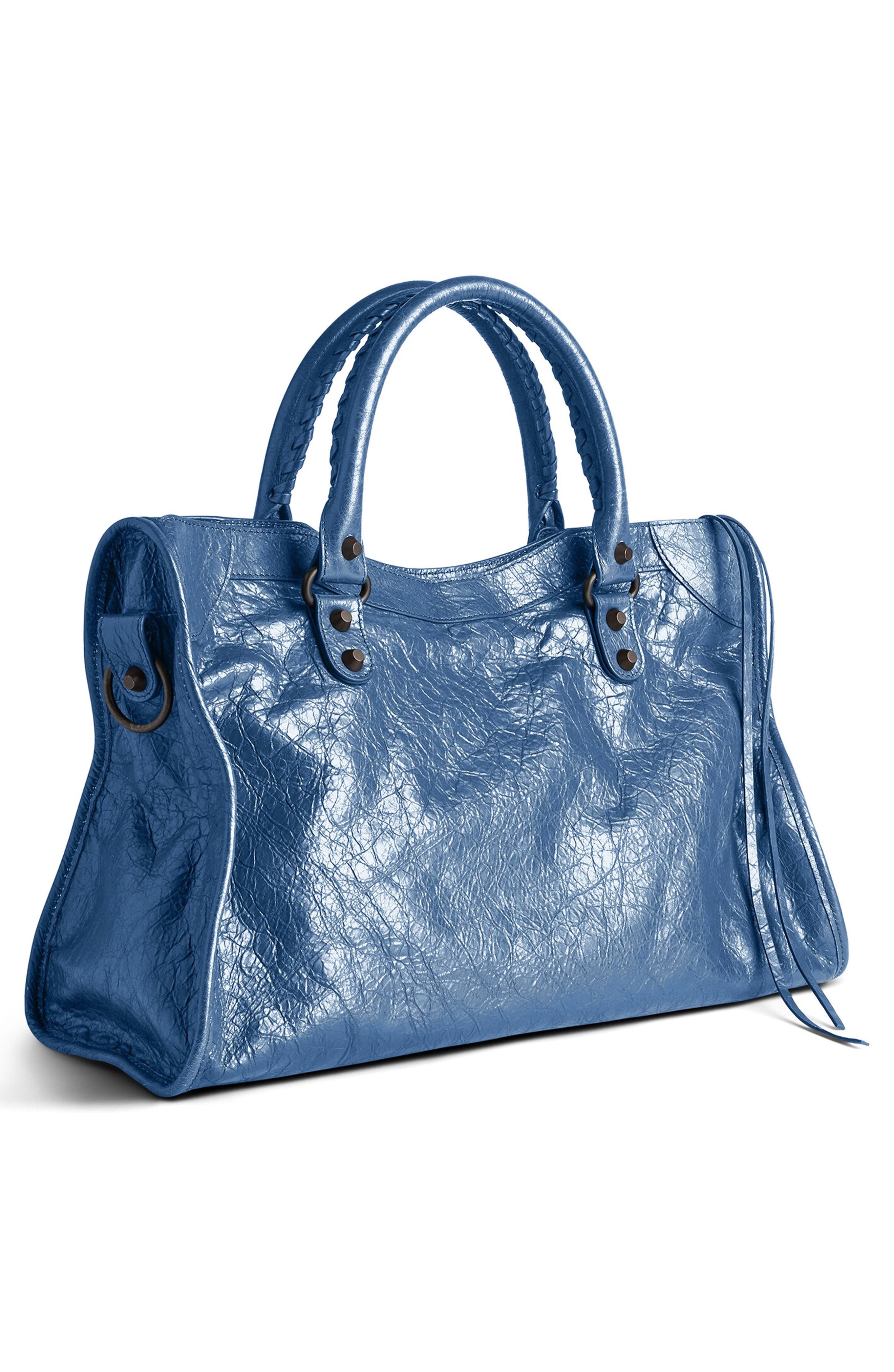Balenciaga Medium Le City Leather Satchel in 4322 Mineral Blue at Nordstrom - 4