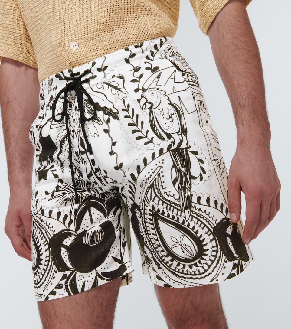Printed cotton and linen shorts - 5