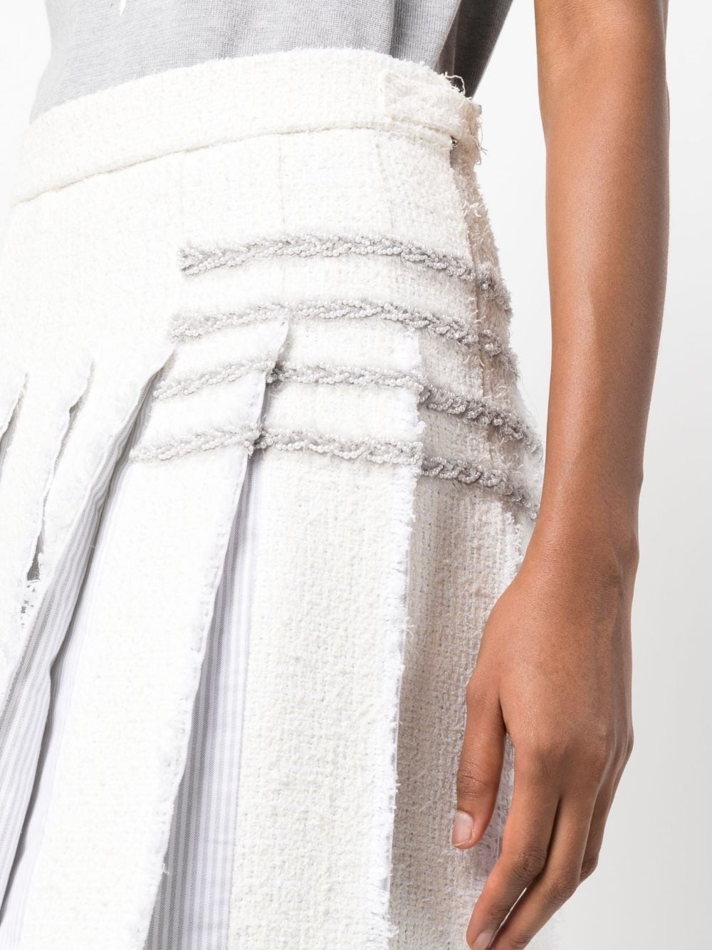4-Bar tweed pleated skirt - 5