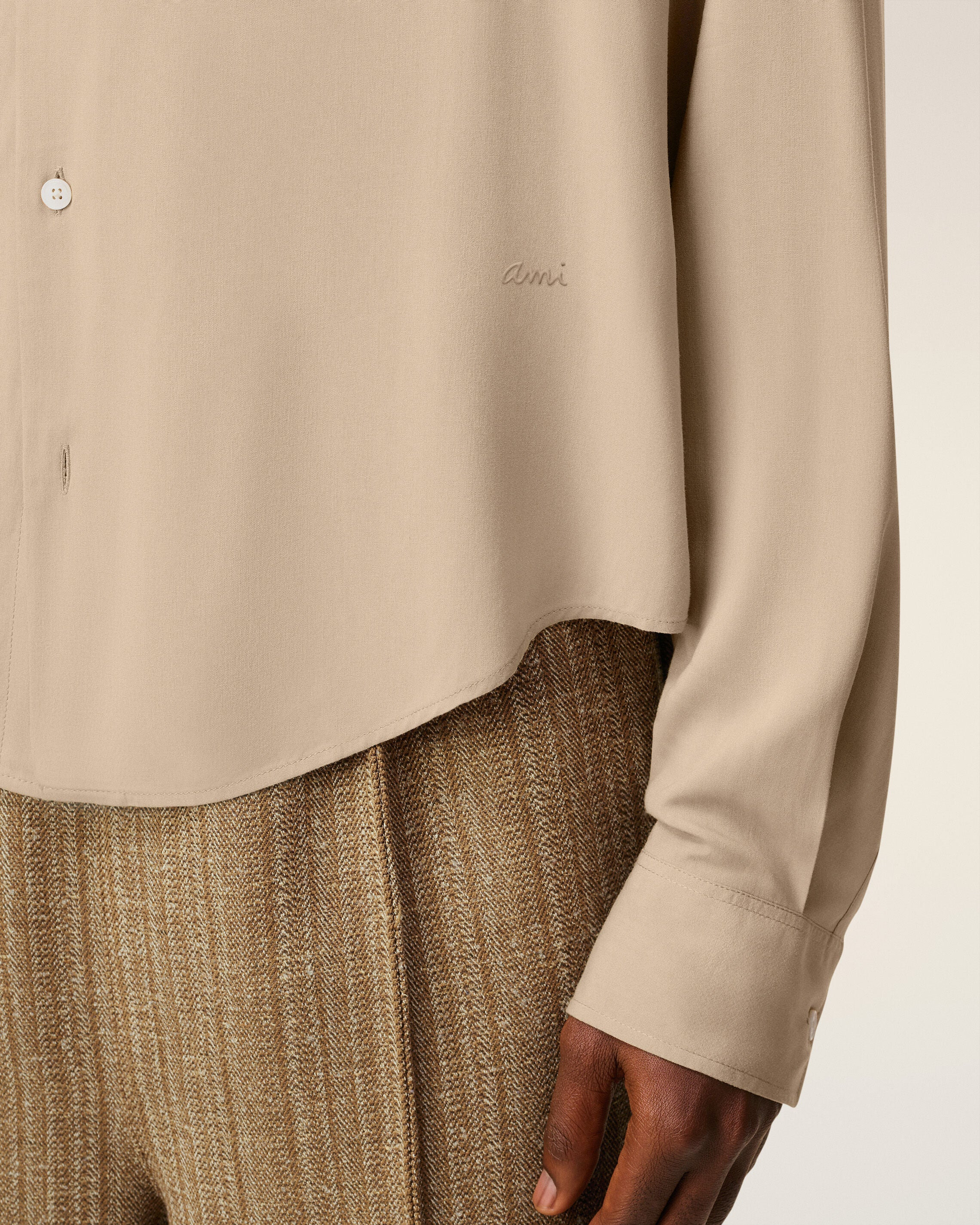 BEIGE AMI BOXY SHIRT - 4
