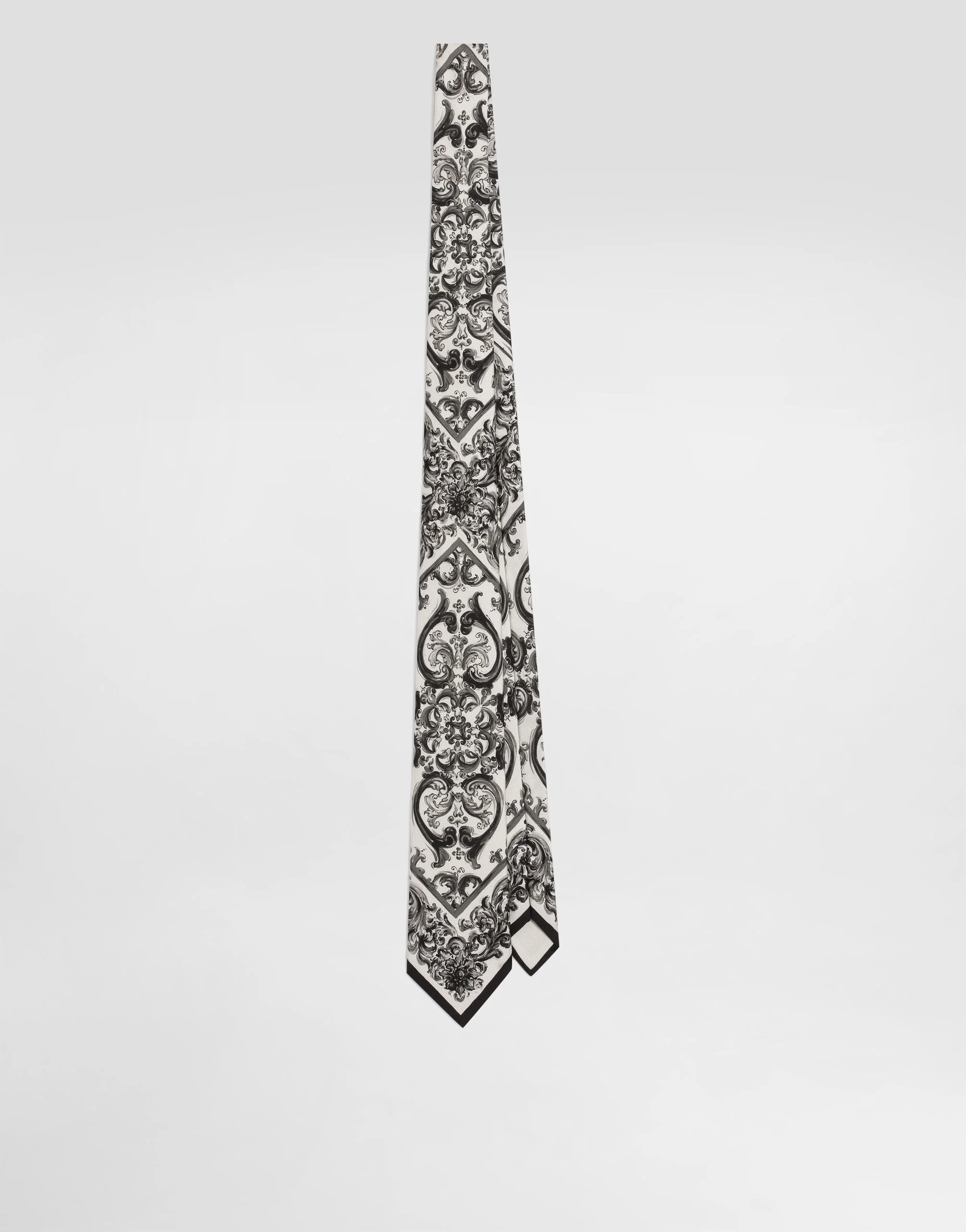 Majolica-print silk twill tie - 1