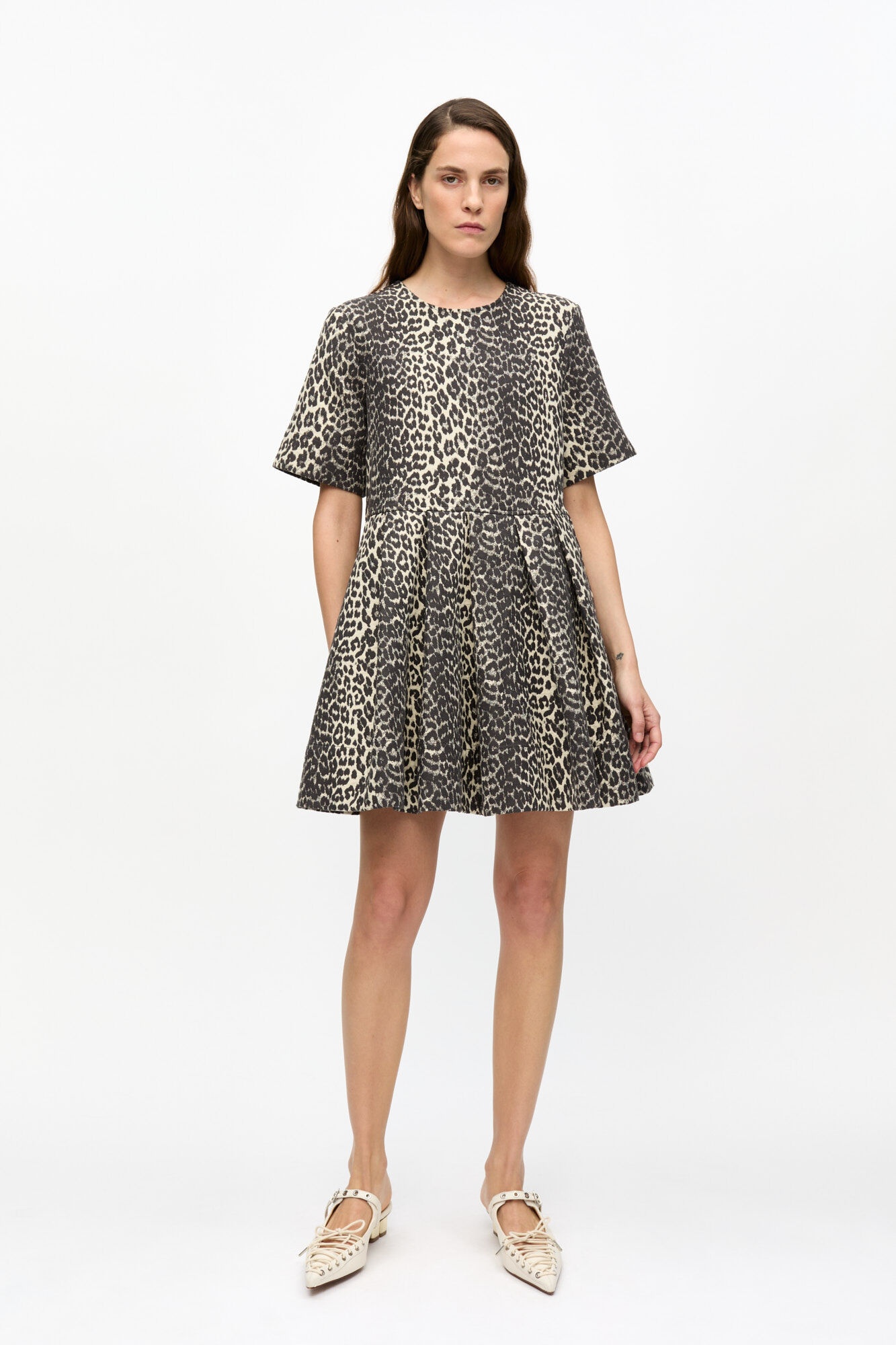 LEOPARD COTTON TWEED MINI DRESS - 2