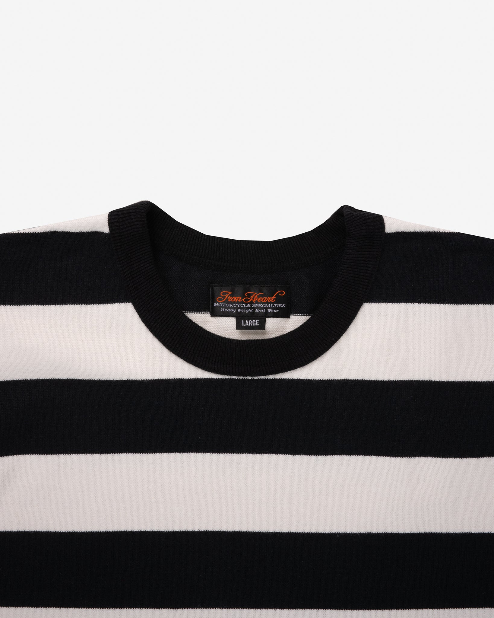 IHTB-05-WHT 11oz Cotton Knit Long-Sleeved Sweater - Striped Body with Black Arms - 6
