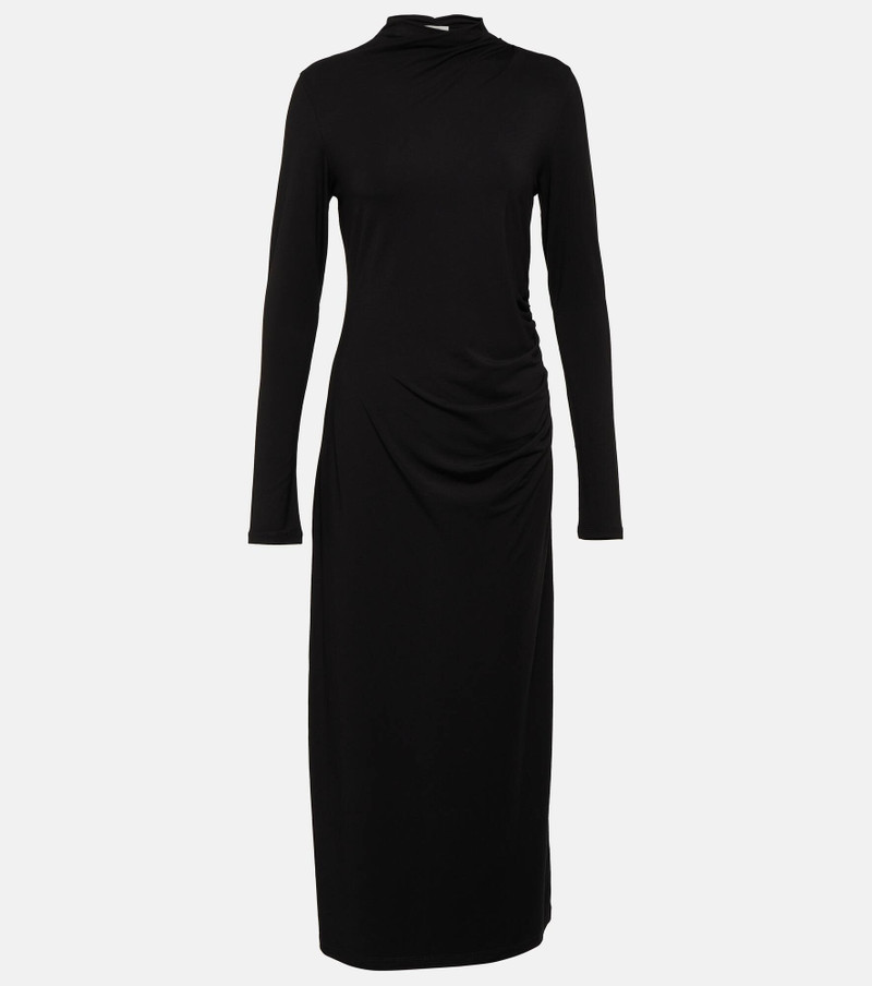 Ruched high-neck jersey midi dress - 1